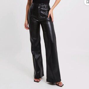 Because of Alice BOA Faux Leather Wide-Leg Pants – Black – Sz M (Short inseam)